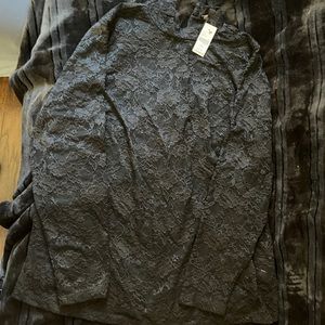 Black long sleeve turtle neck lace blouse